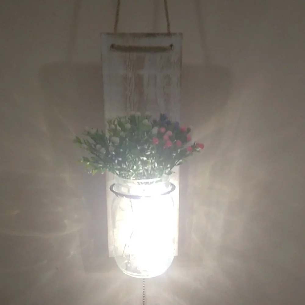 White Faux Floral Accents with Illuminated Glass Jars